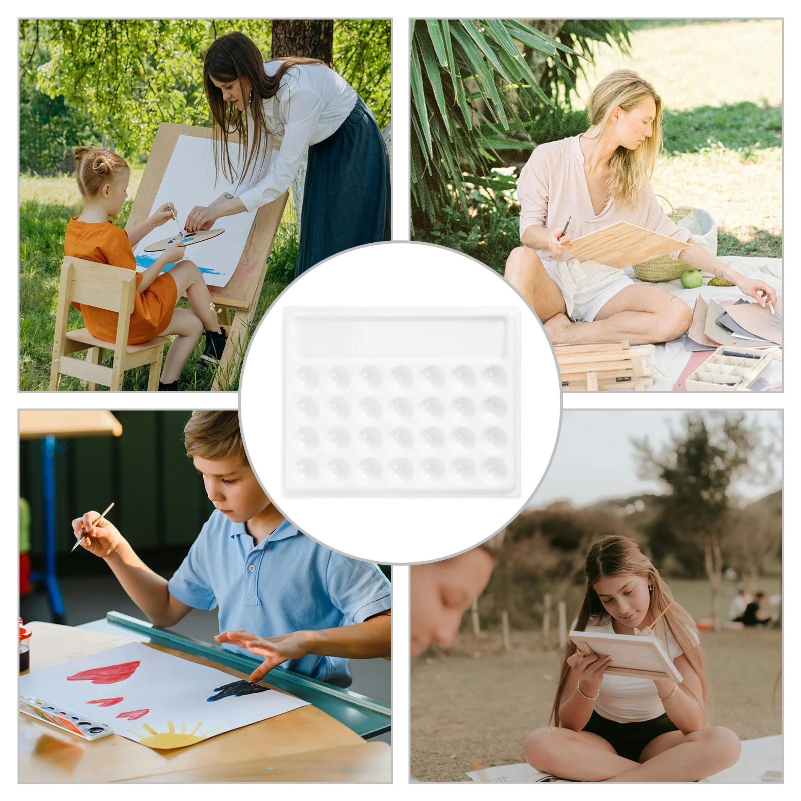 1 قطعة صينية الطلاء 28 ثقوب الفضاء توفير الصباغ صينية للزيت المائية الغواش اللون خلط لوحة لوازم الفنان