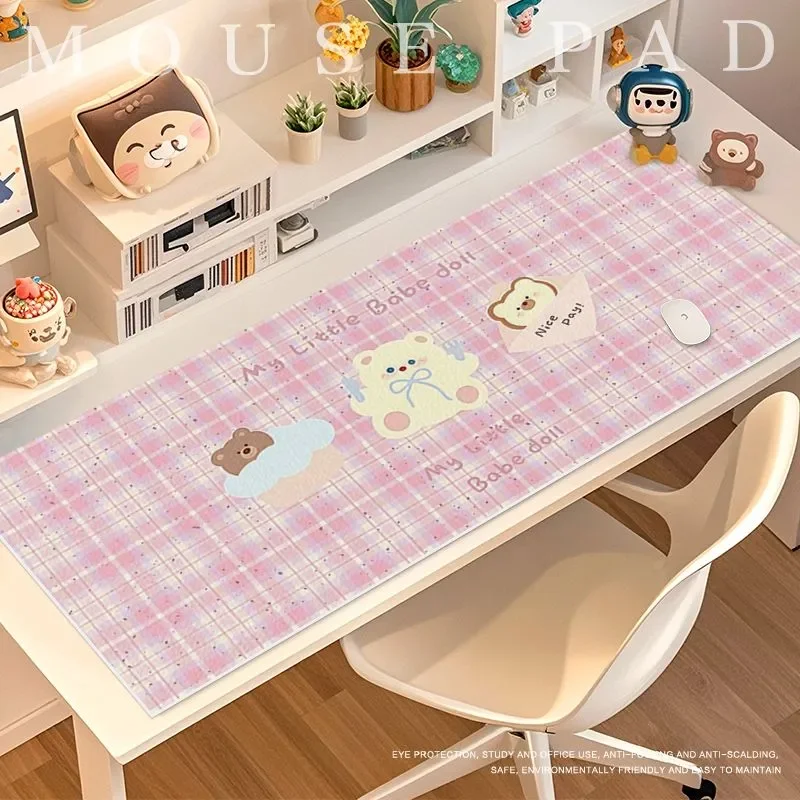 

Grid Bear Pu Leather Mousepad Office Desk Mat Mouse Pad Computer Speed Type Carpet Mat Player Laptop Keyboard Cartoon