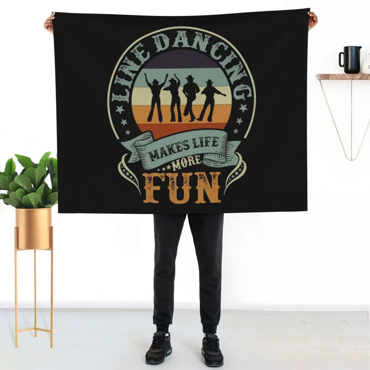 Line Dancing Makes Life More Fun For Dance Lovers Throw Blanket Single For Sofa Thin Heavy Weighted Retros Blankets