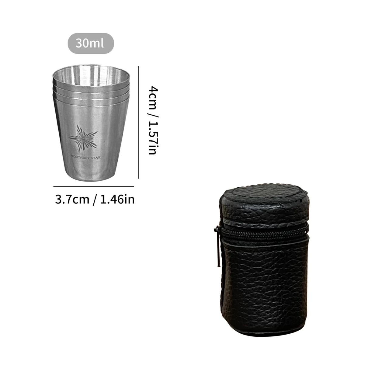 WORTHBUY Outdoor Praktische Reizen Roestvrijstalen Bekers Met Zak Draagbare Campingmokken Whisky Wijnglazen Drinkwatermok