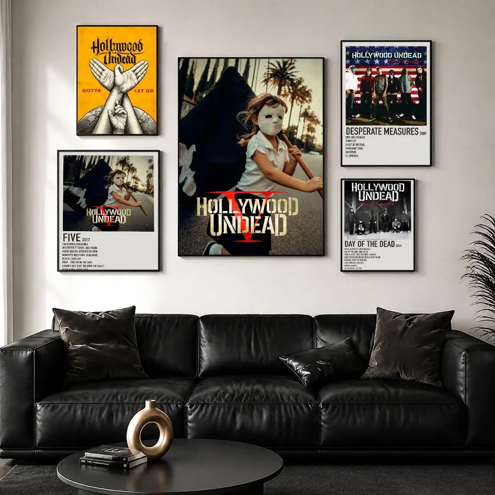 Rock Band Album H-Hollywood U-UndeadS Poster Decorative Wall Art Stickers Mural Photo Print for Home Living Room Hallway Decor