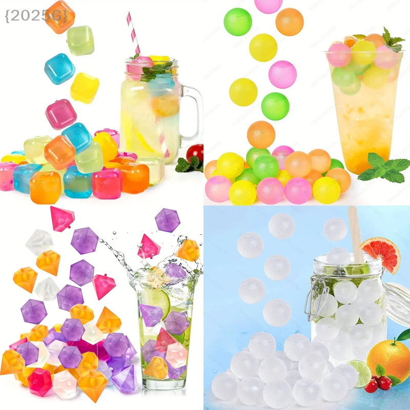

12/24 Pcs/Set Whisky Reusable Ice The Summer Wear-resistant Rocks Whiskey Cubes Plastic Accessories 【2025】