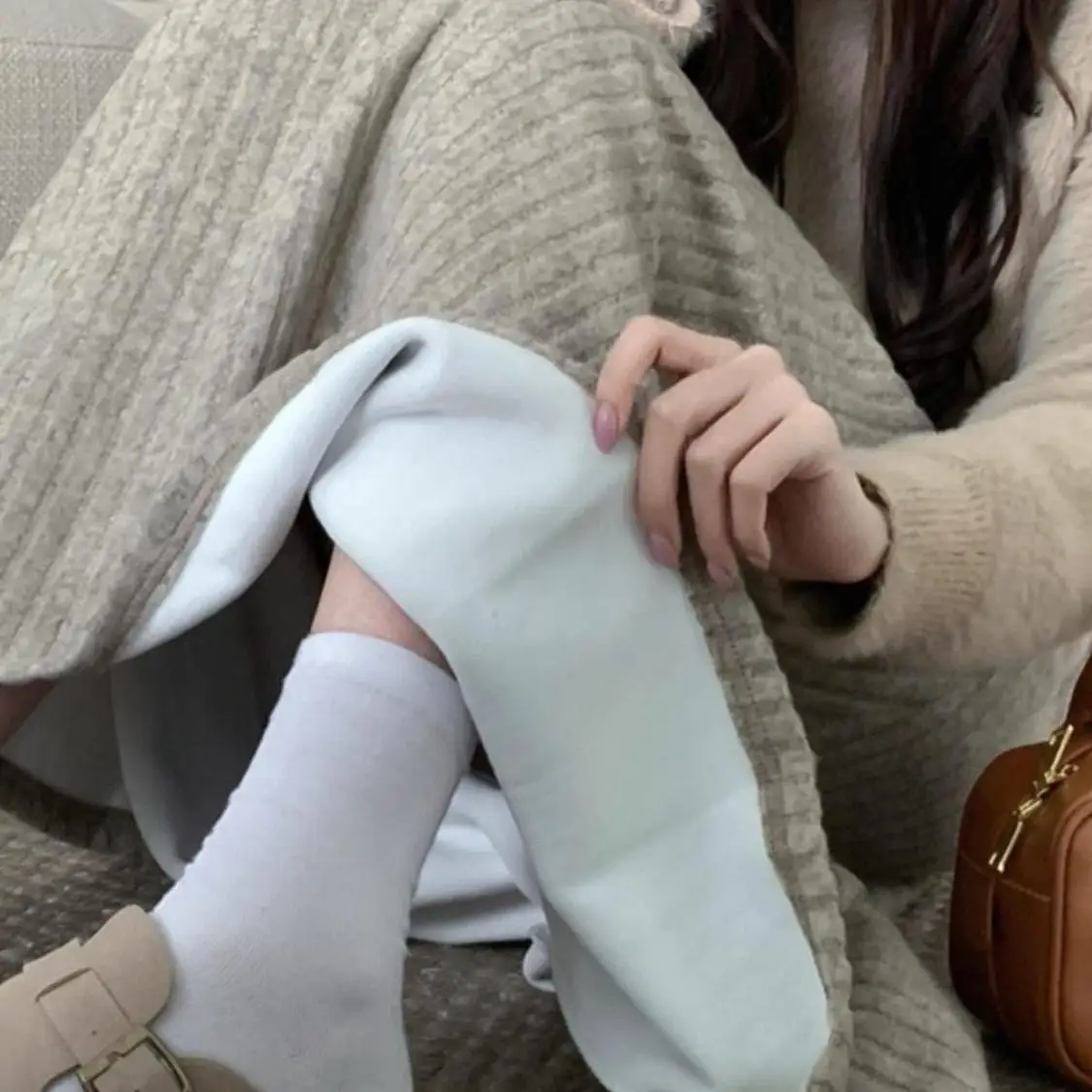 

plus Size Fce Lined Long A-Line Skirt Women's Autumn Winter Korean Sle High Waist Full Body Skirt for Heavy Girls