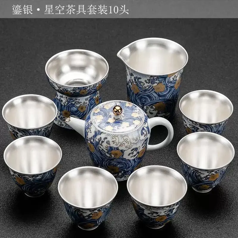 Ceramic set, pure complete set of Kung Fu teacups to make tea, household teapot gift box