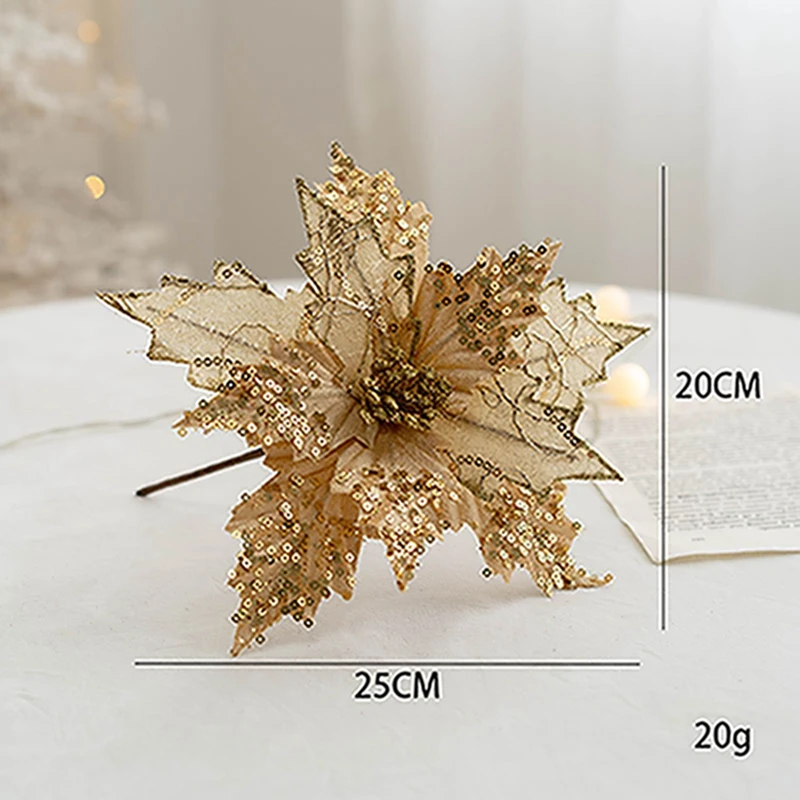 2025 Artificial Christmas Flower Gold Silver Christmas Tree Decoration Xmas Gifts New Year Home Table Vase Christmas Decor Home