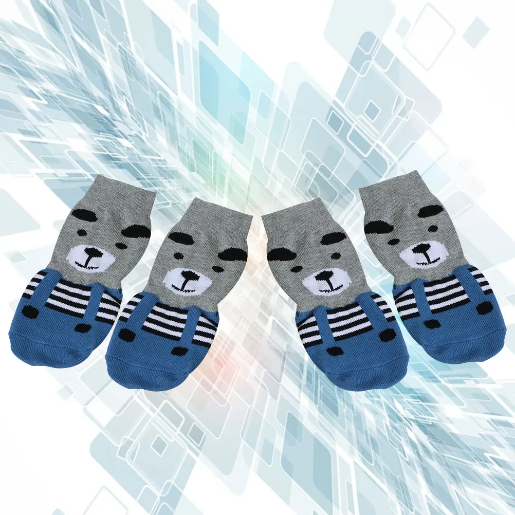 

4pcs Dog Pet Socks For Dogs Non Slip Anti Scratch Warm Breathable Cotton Cartoon Design Comfortable Stretchable Socks For Puppy