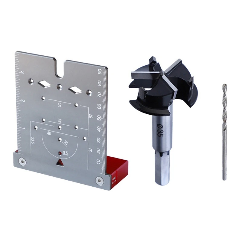 

35Mm Hinge Punching Locator Hinge Boring Jig With Inch Metric Scale Multi-Function Woodworking Drilling Locator Easy Install