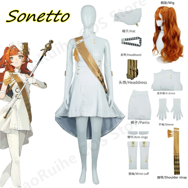 Sonetto Cosplay Game Reverse:1999 Costume Sonetto Gorgeou Dresses Pants Wig Accessories Uniforms Set Halloween Party for Women