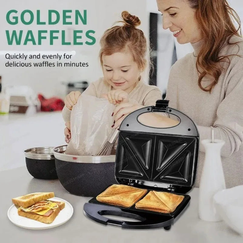 Durable 110V US Standard Non-stick Waffle Maker Stainless Steel Breakfast Machine for Toast Sandwich Steak-YBJ
