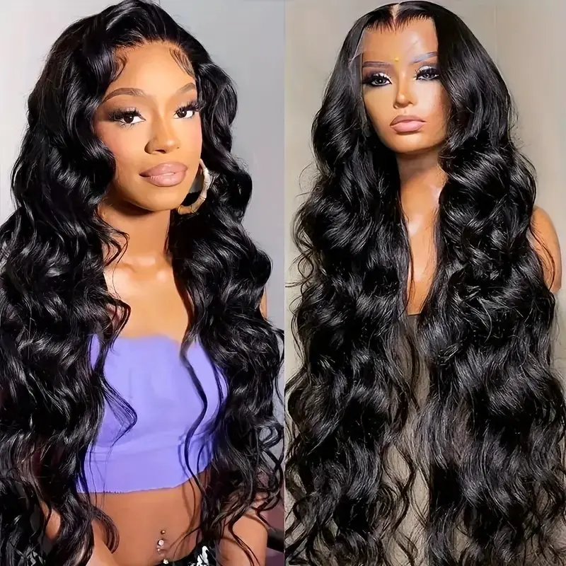 Natural Black Transparent Brazilian 13X6 Lace Frontal 5x5 Glueless Wigs 40 Inch Human Hair Wigs Body Wave 150 Density