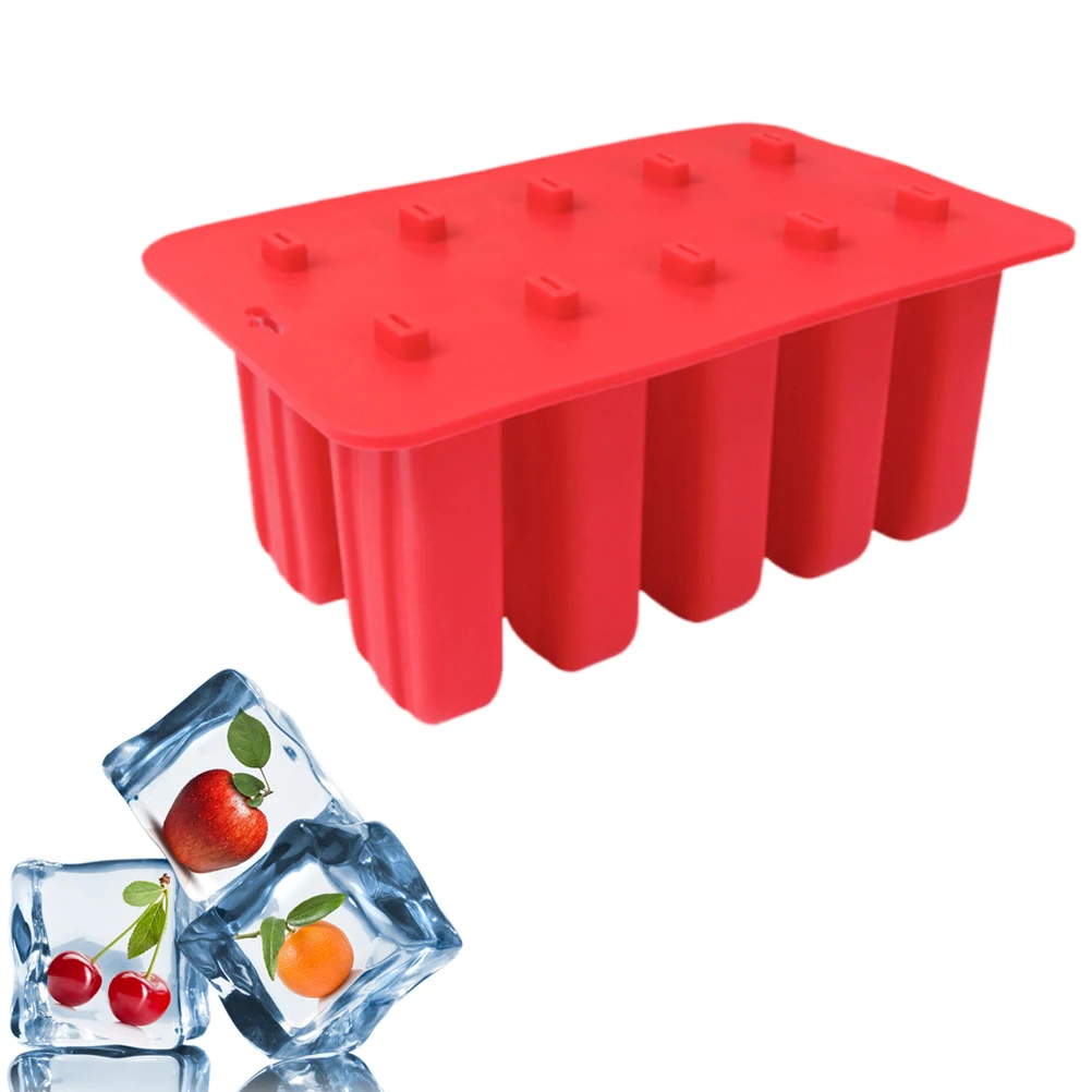 

10 Grids Silicone Popsicle Mold Lightweight Safe for Home Kitchen Ice Cream Maker Handmade Summer Fun Popsicle Mould
