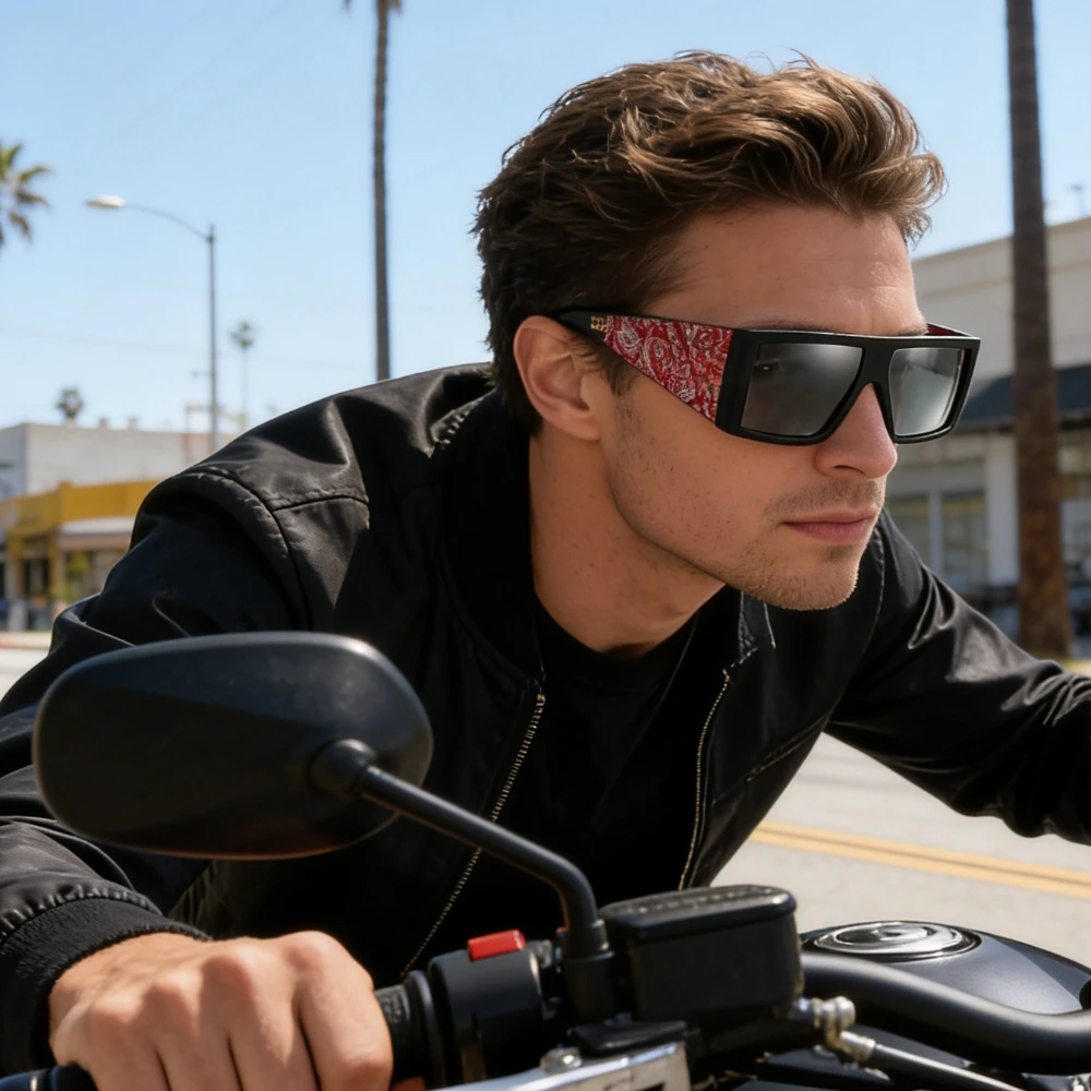 Óculos de Sol GCOTX 2026: Estilo Hip Hop Masculino Chicano Biker Cholo West Coast com Lentes Polarizadas para o Dia a Dia