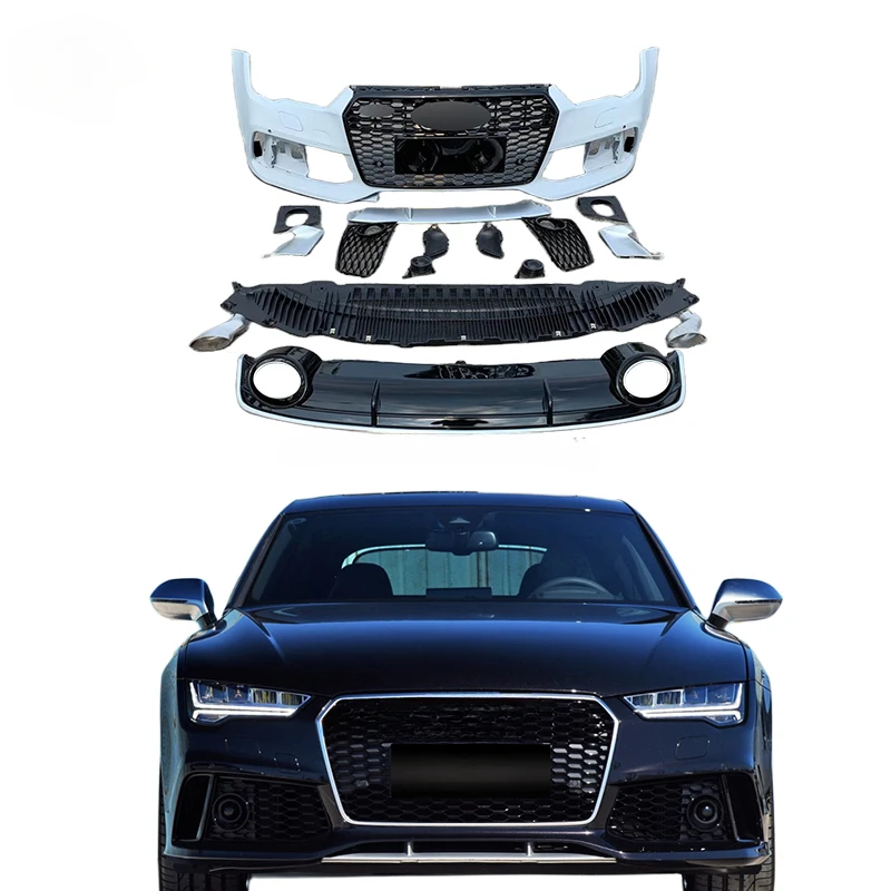 

Auto car bumper kit for A7 2016-2019 upgrade to RS7 car accessories front bumper with car grill rear lip