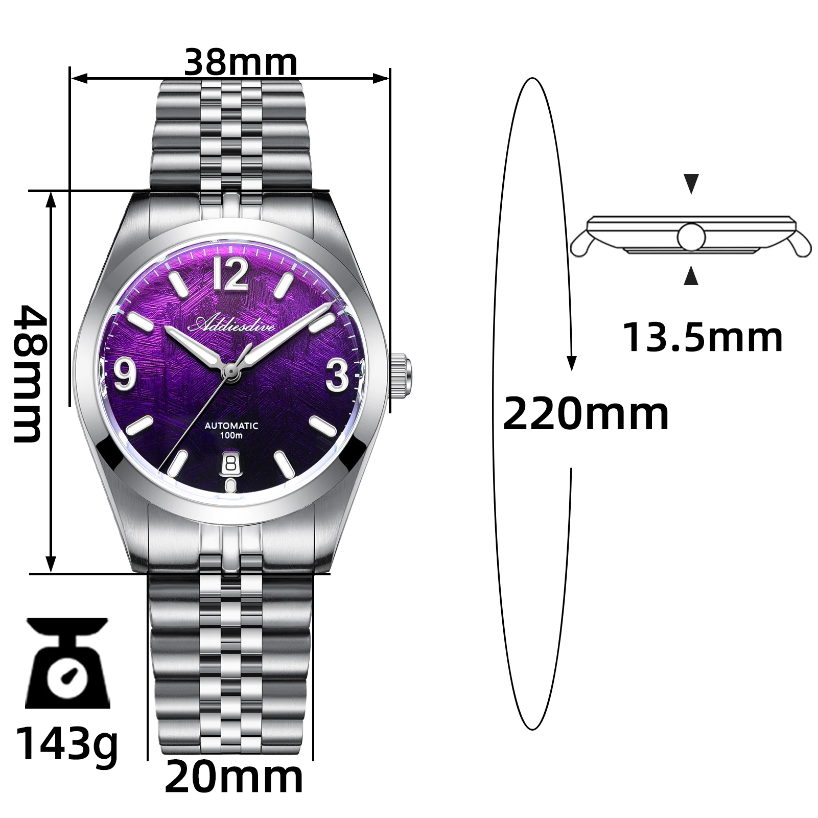ADDIESDIVE Hot Sale AD2547 Japan 8215 Automatic Mechanical Watch Waterproof Stainless Steel Watches Sapphire Glass Wristwatches