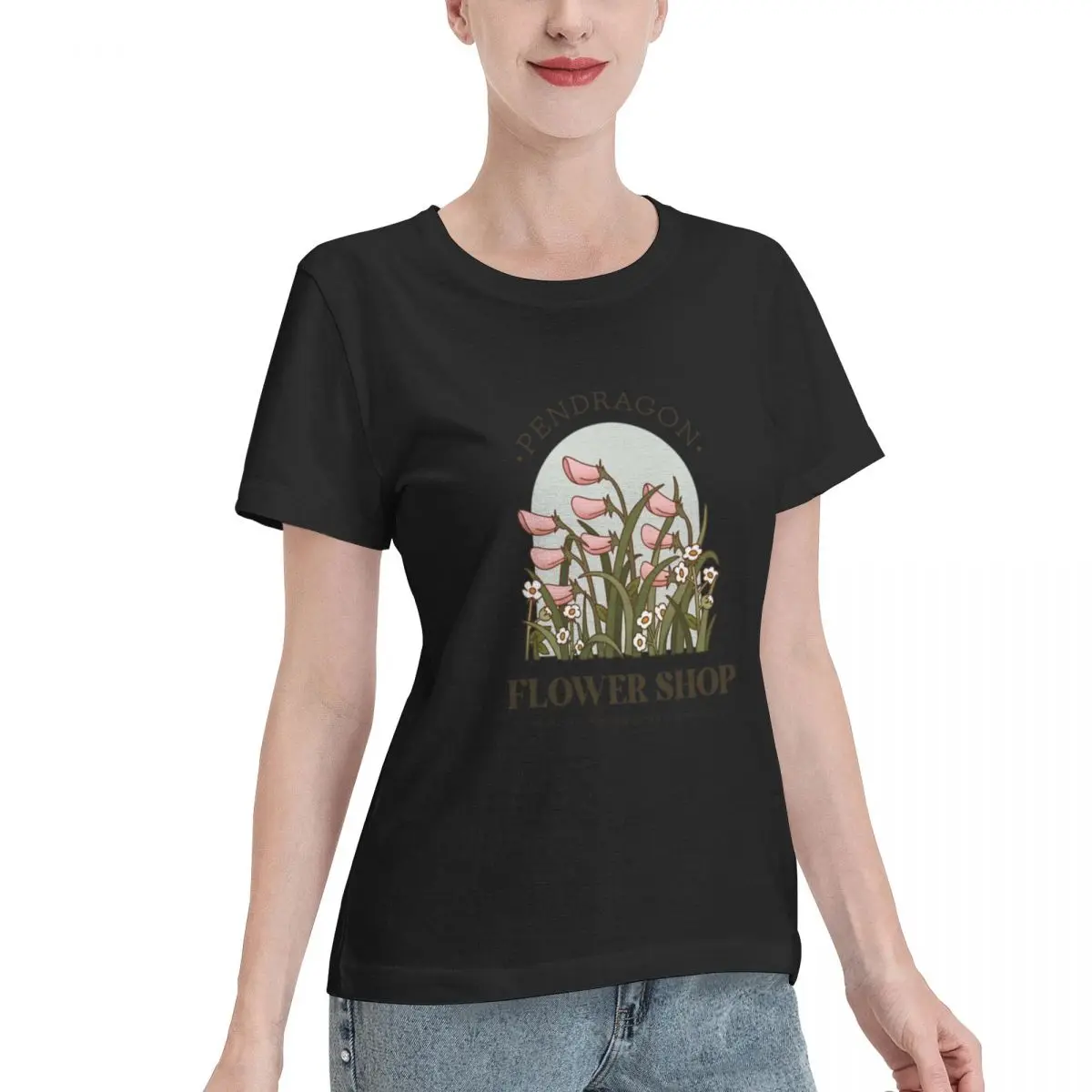 Affordable Pendragon Flower Shop - Howl S Moving Castle Inspired Design Oversized Women's T-shirt Sweet Outdoor Casual Top