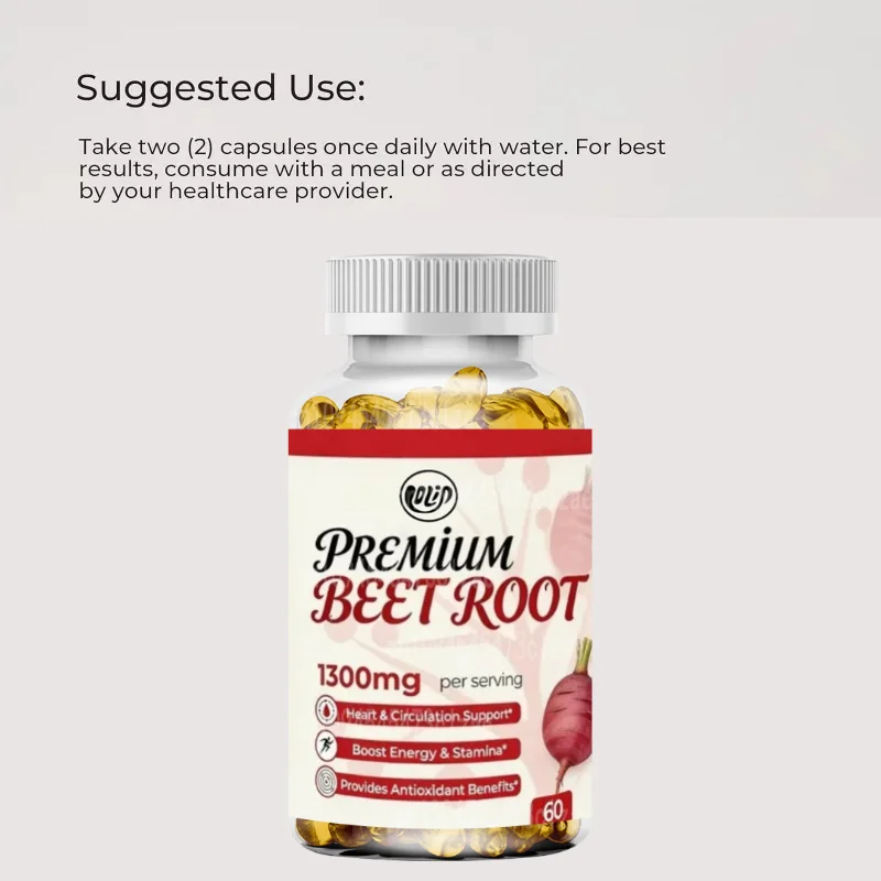 Beetroot Capsules - High Quality Organic Beetroot Powder Supplement 60 Pure Element Capsules