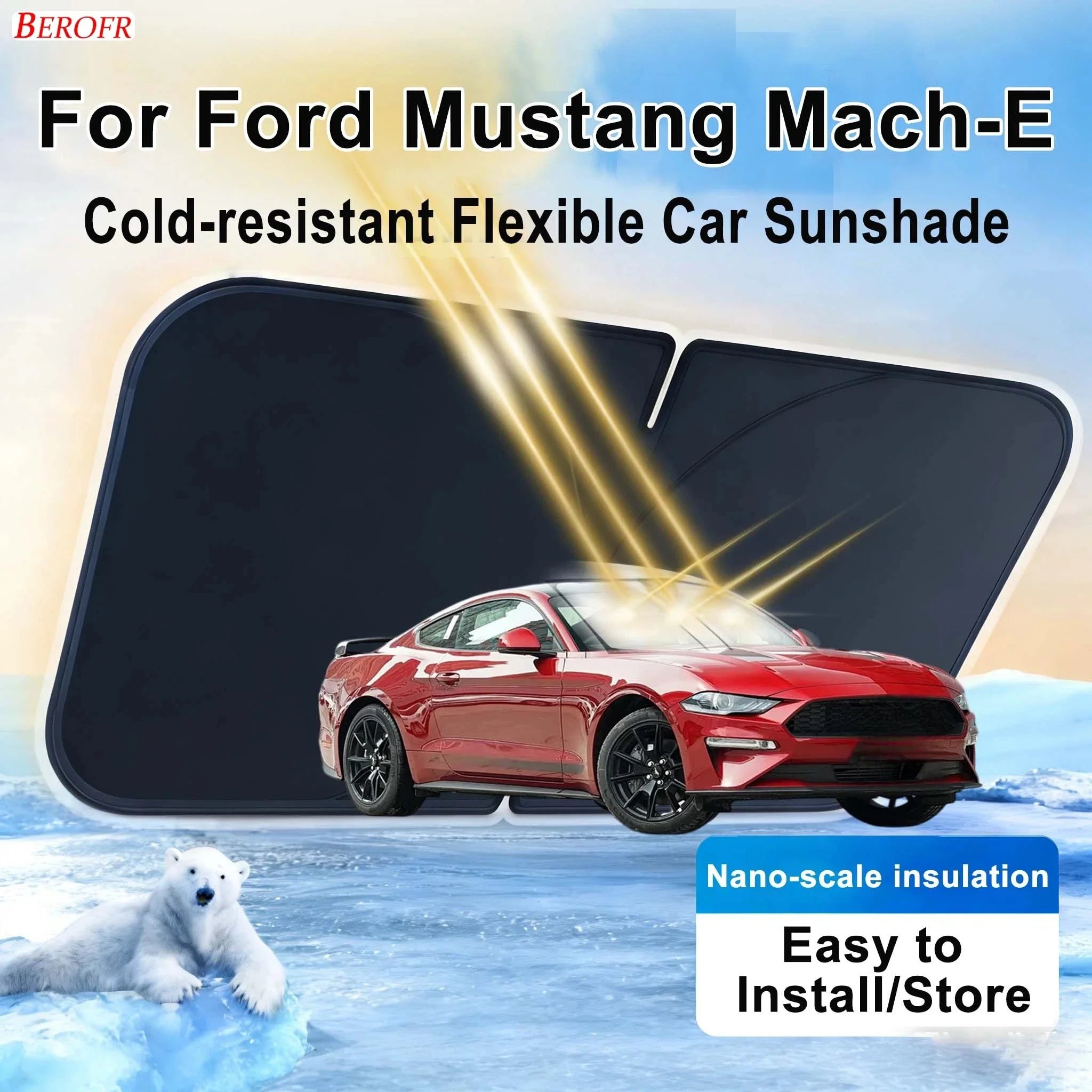 For Ford Mustang Mach-E 2021-2026 Car Windshield Sunshade Cover Front Window Sun Shade Heat Insulation Summer Auto Accessories