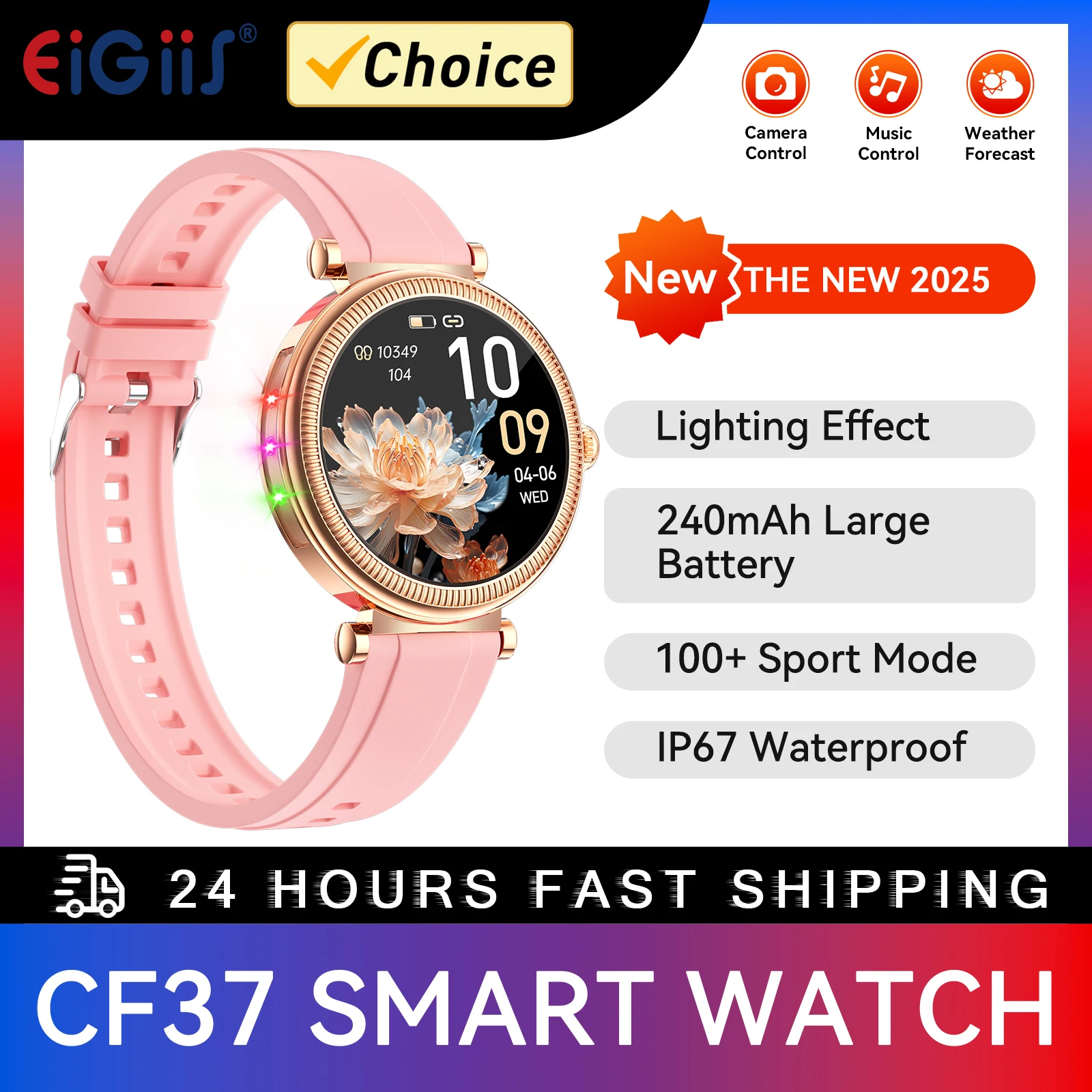 

EIGIIS New girl Smart Watch 1.27" Touch Screen Fitness Watch for iOS Android 100+ Sports Modes Activity Tracker Heart Rate SpO2