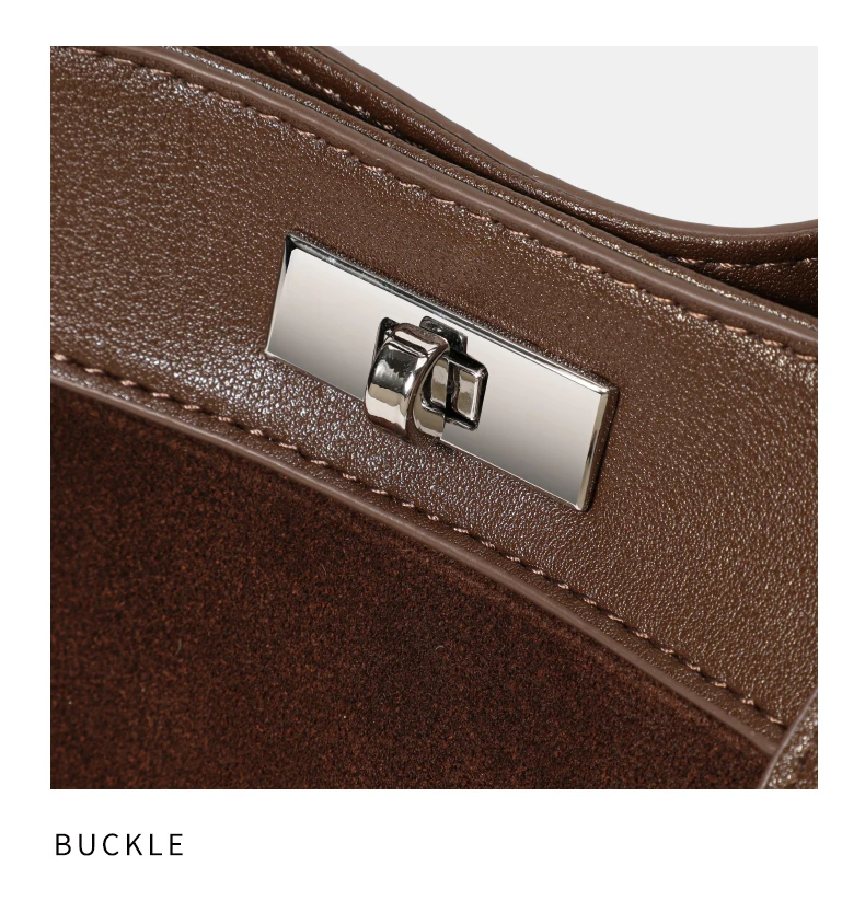 Damen Wildleder- & Leder-Tragetasche, Henkeltasche mit Silber-Verschluss, Damen-Umhängetasche Ideal für Arbeit & Alltag – Detail 13