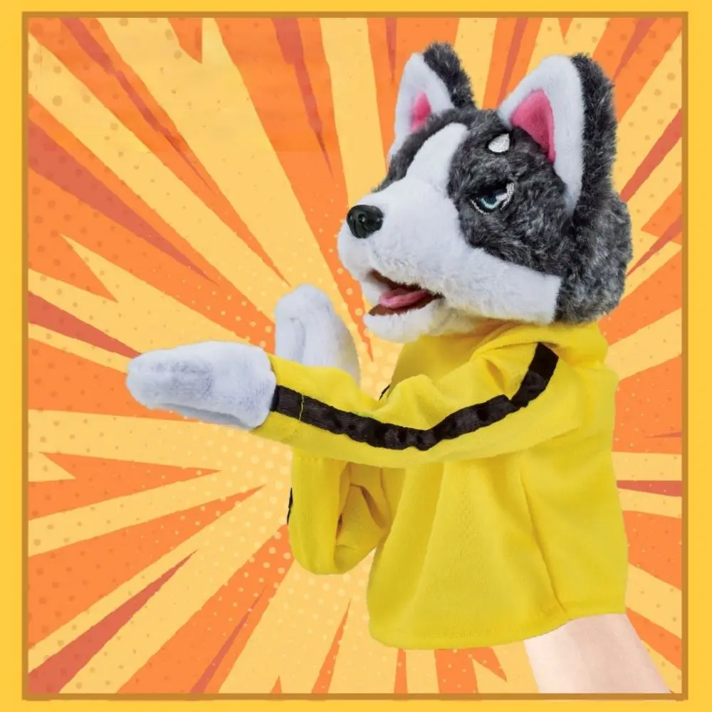 Marionnette à main vocale en peluche pour enfants, drôle avec son, boxe, chien, combat de beurre, jouet coule, husky, cadeaux pour enfants