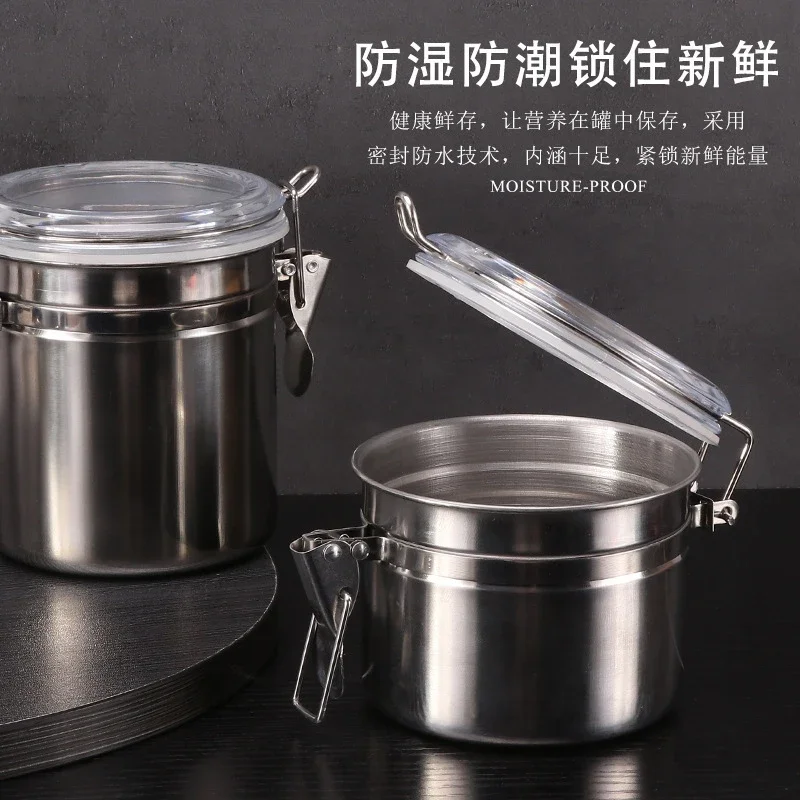 New Stainless Steel Airtight Tobacco Tea Coffee Bean Storage  Multi-Use Vacuum Seal Portable Storage Container