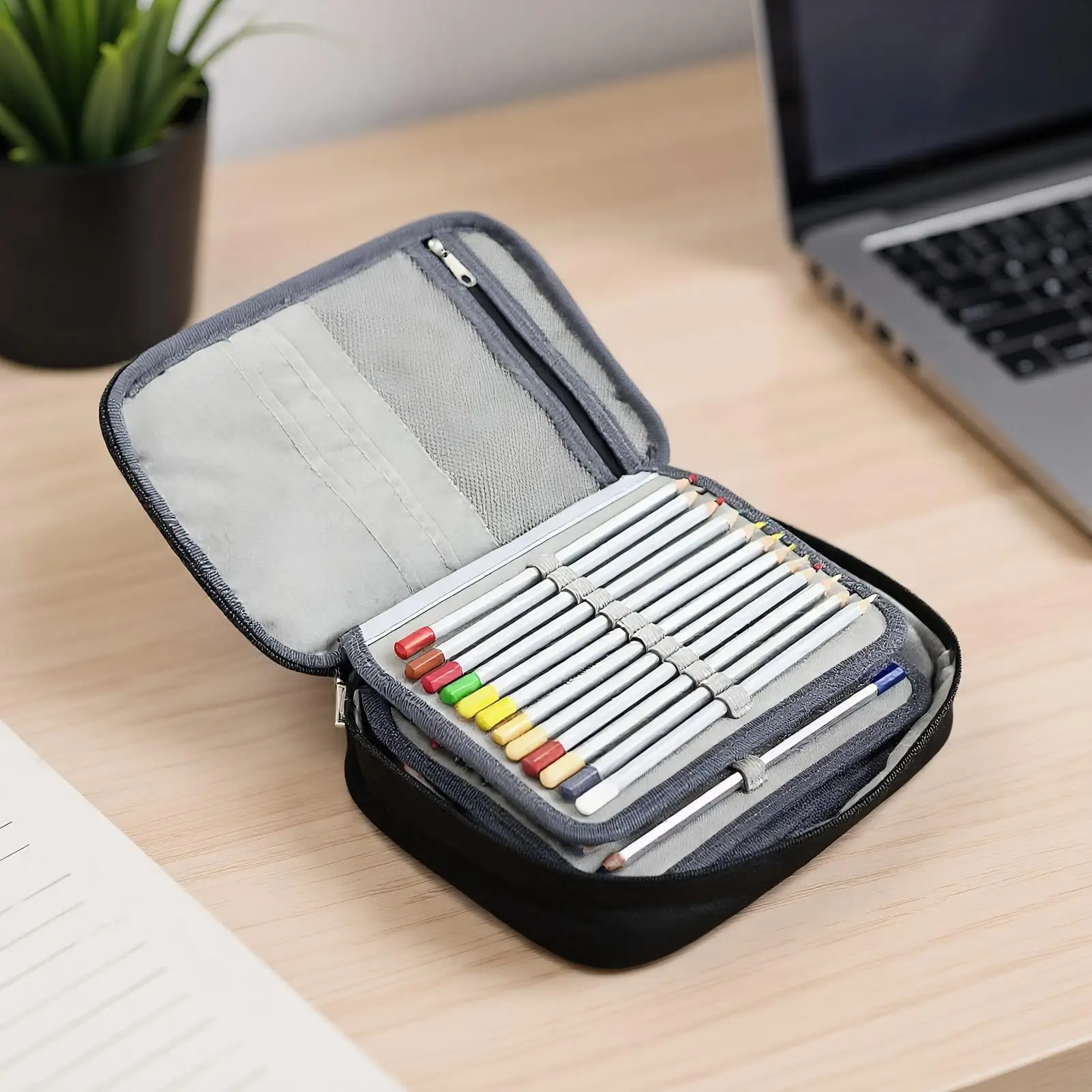 

Пенал, 72 слота, многофункциональный пенал большой емкости с внутренним карманом на молнии для небольших аксессуаров