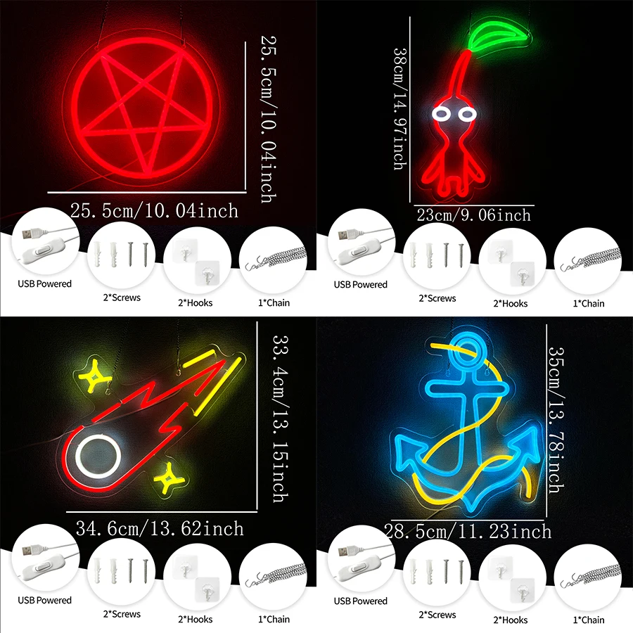 Anime Led Neon Sign, Interesting Meteor Icon Wall Art Decor, Bedroom Living Room Game Room Man Cave Birthday Party Wall Lamp.