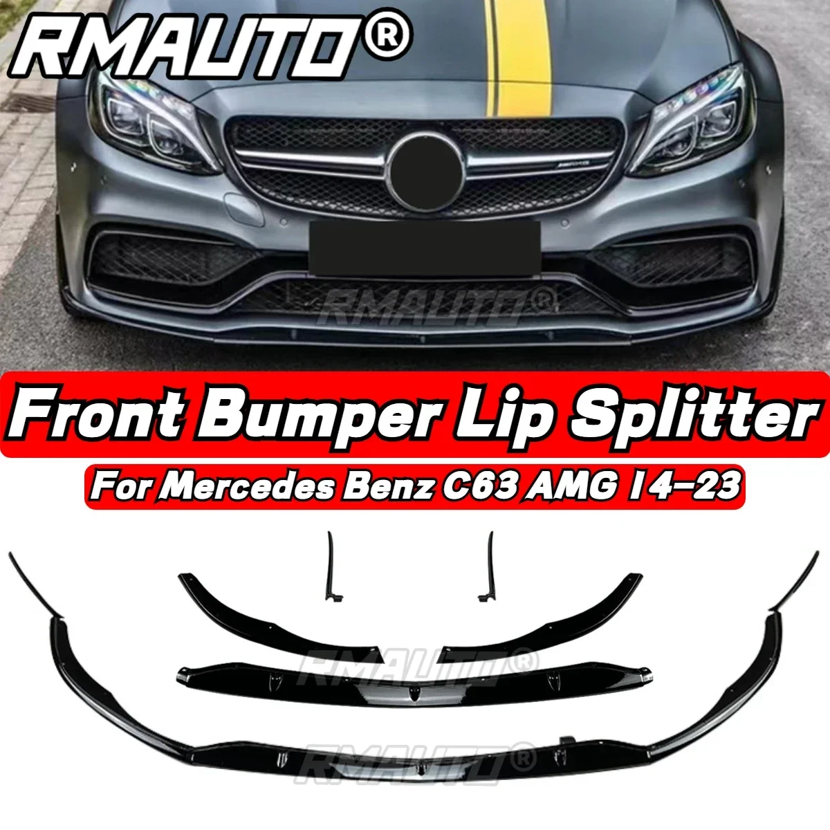 

5Pcs/Set C63 Lip Car Front Bumper Splitter Diffuser Lip Spoiler For Mercedes Benz C63 AMG 2014-2023 Car Accessories Body Kit