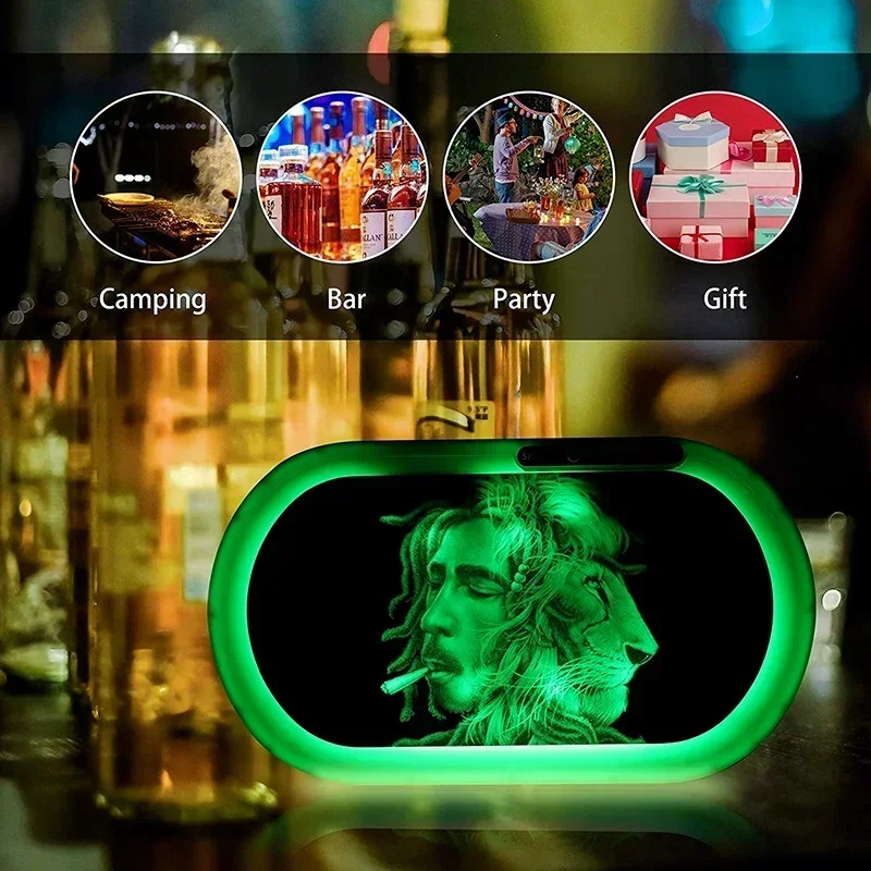 LED Rolling Weed Tray 1050mah Rechargeable High Quality Bluetooth Speaker Can Play Music Portable Tobacco Box Glow In The Dark