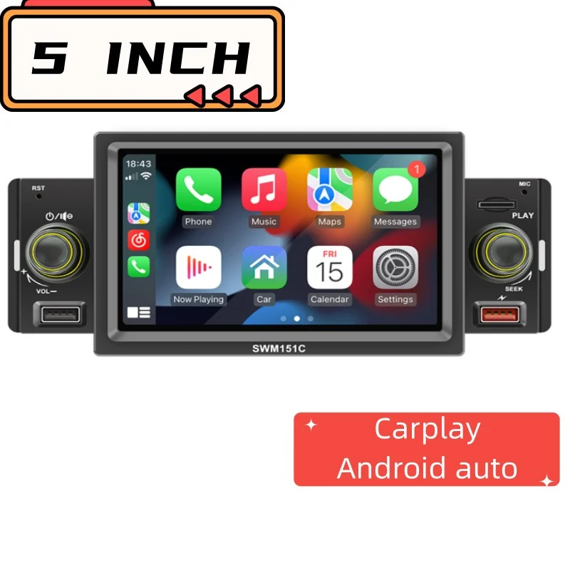 

1PC Universal Car Radio 1 Din 5" Central MultiMedia MP5 Player Carplay Android Auto Car Stereo MirrorLink 2 USB Car Autoaudio