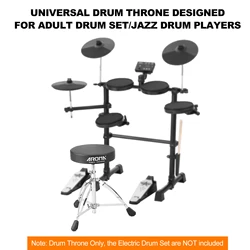 AROMA Universal Drum Throne Round Padded Drum Seat Stool Double-braced Stainless Steel Legs Anti-slip 5 Levels Adjustable Height