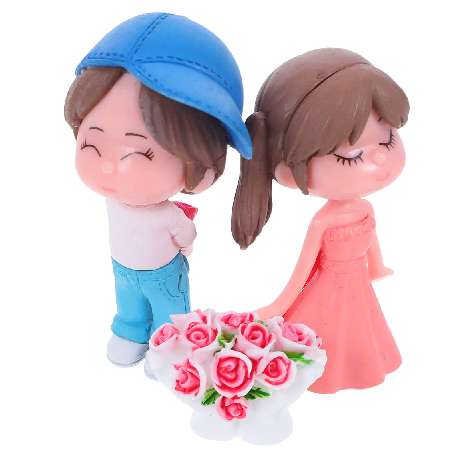 1Set Mini Couple Decorations Car Desktop Romantic Resin Ornament Lovely Friendship Home Decoration Accessories