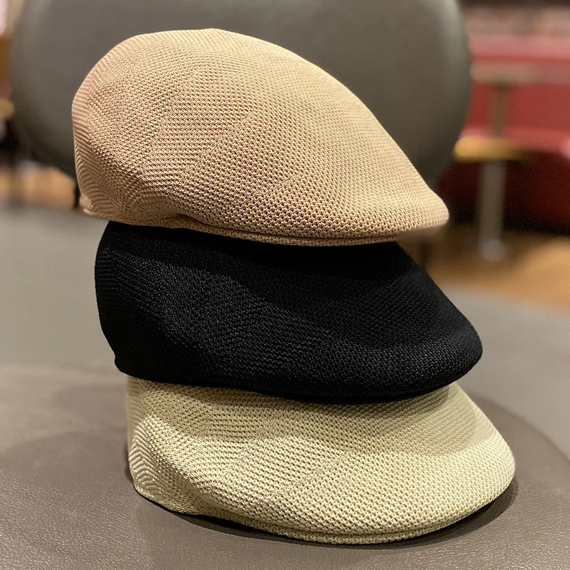 Summer knitted forward cap fashion wild breathable ladies peaked caps spring and autumn new solid color street beret visor hat