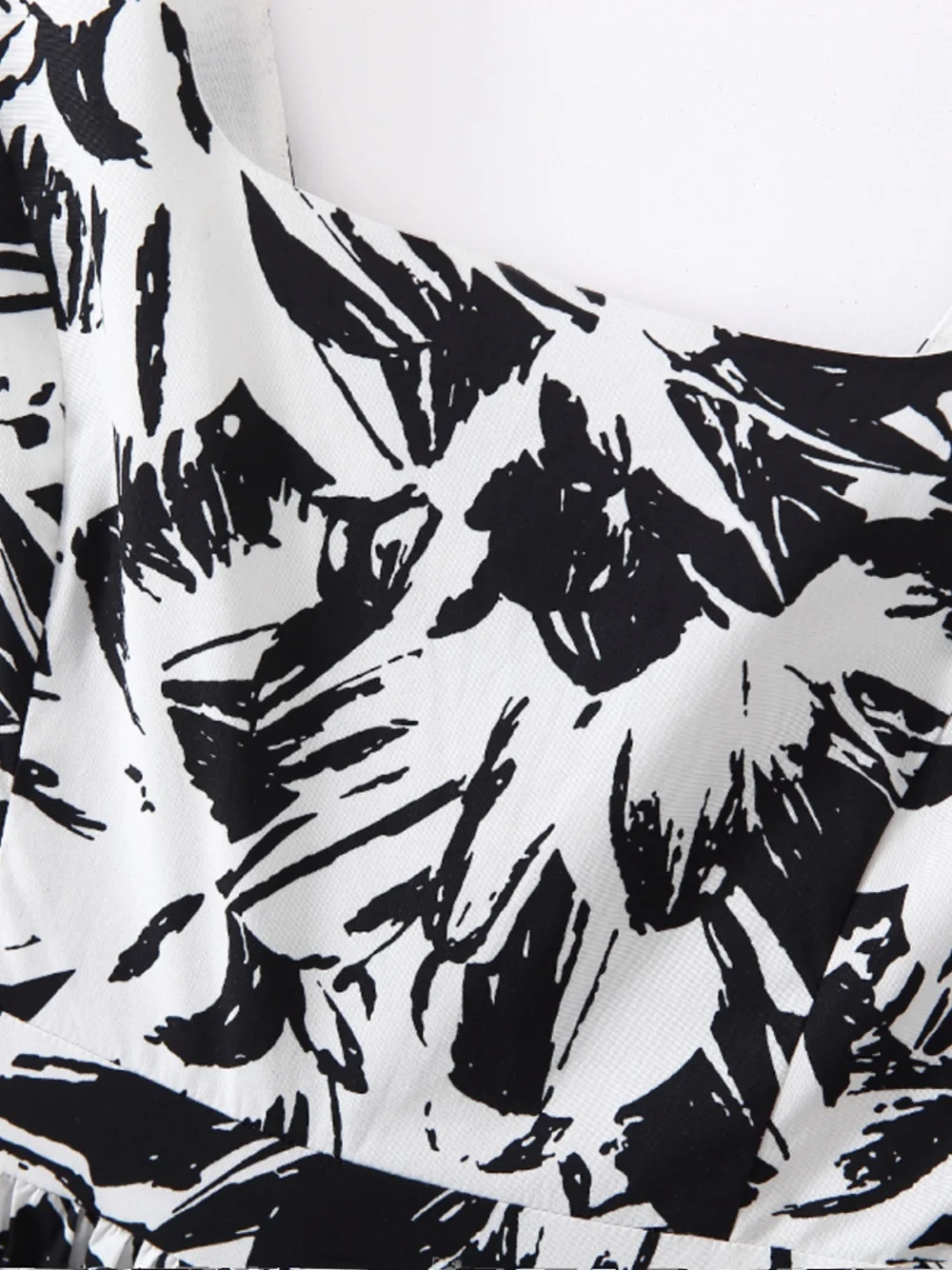 블라 화이트 플로럴 스웨일 A라인 테르 드 커뮤트 하이웨이스트 코튼 폴리에스터 혼방 봄 여름 신상품 F3339