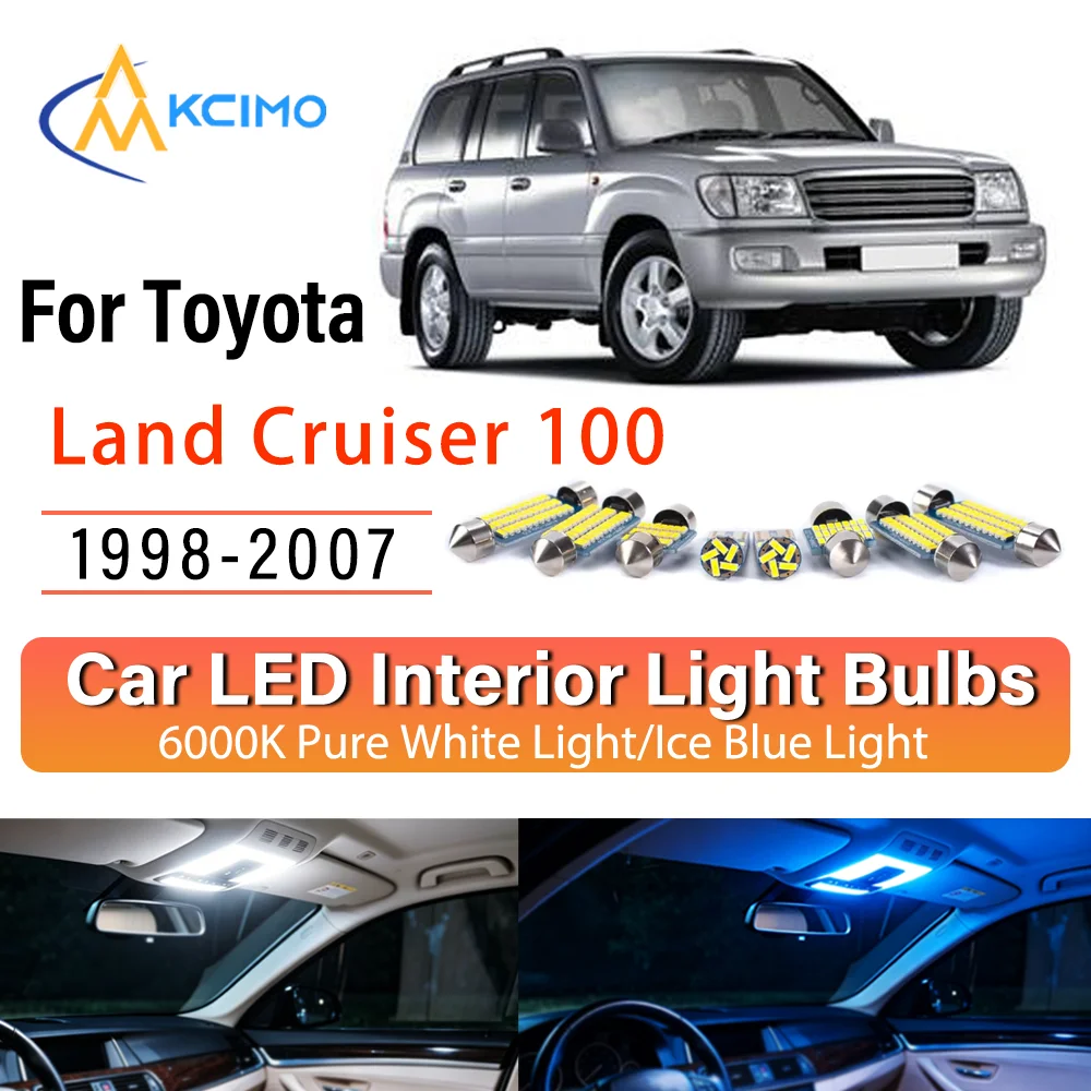 Kit de remplacement d'éclairage intérieur LED à lueur persistante pour Toyota Land Cruiser 100 1998-2007 – Amélioration des lampes de dôme, de lecture, de coffre et de habitacle