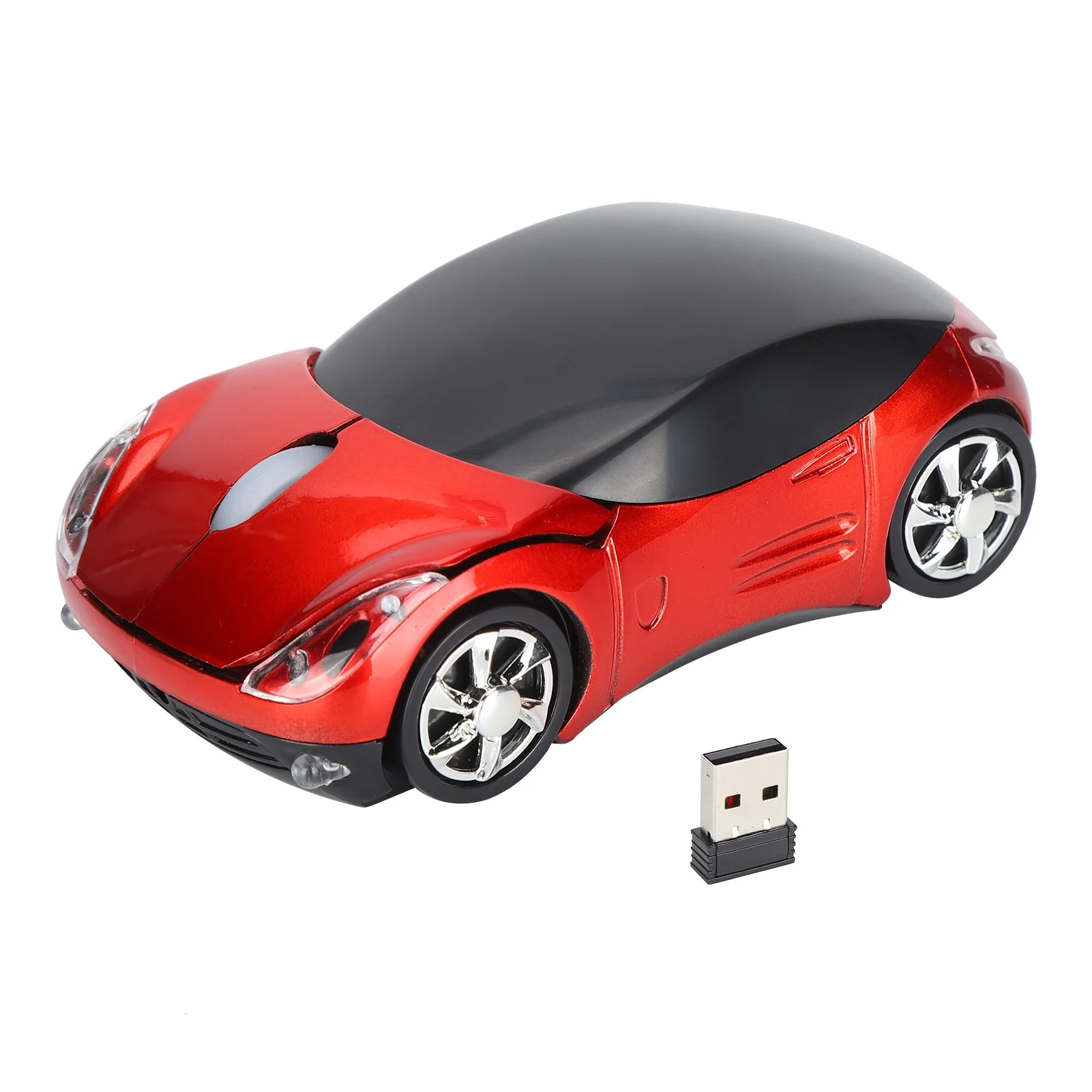 Wireless Mouse Smart Red CarShaped Portable 2.4G Game Mouse with USB Receiver for Office Laptop Computer Tablet