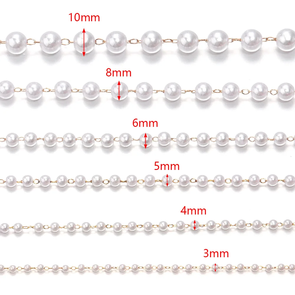 10 Yards Perlenketten Armband Halskette Schmuckherstellung Kleidung Hut Dekoration Künstliche Perlenkette DIY Handgemachtes Geschenk – Detail 2