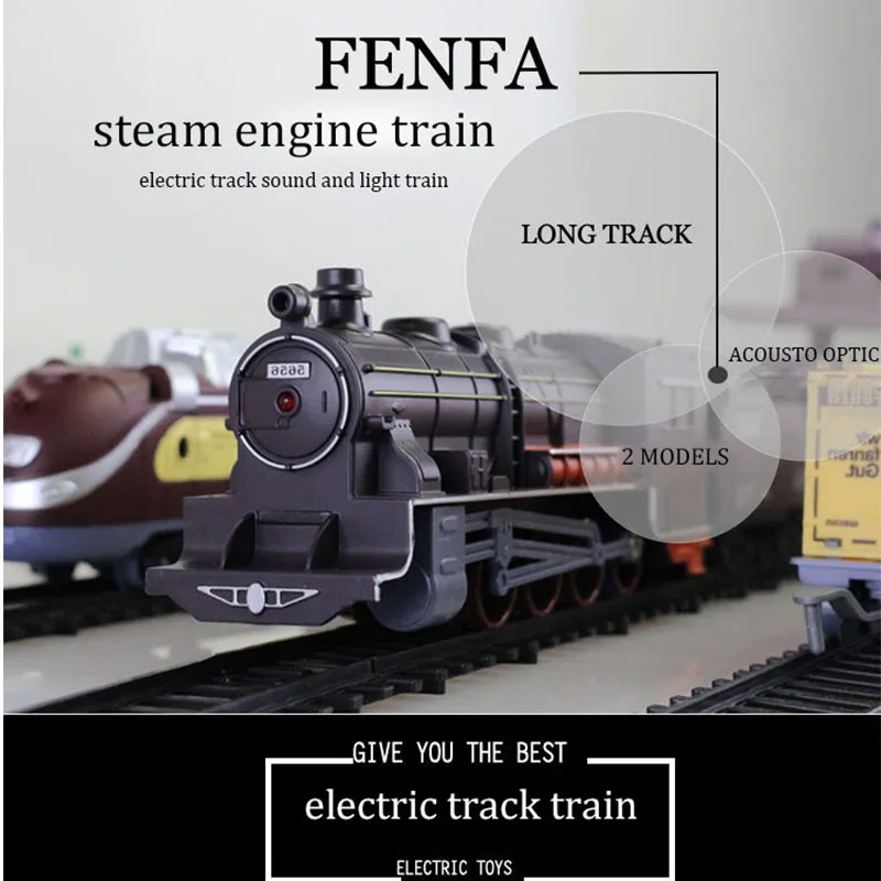 Electric Train Toy Set Whistle Car Railway Tracks Steam Locomotive Engine Diecast Model Educational Game Boy Toys for Children