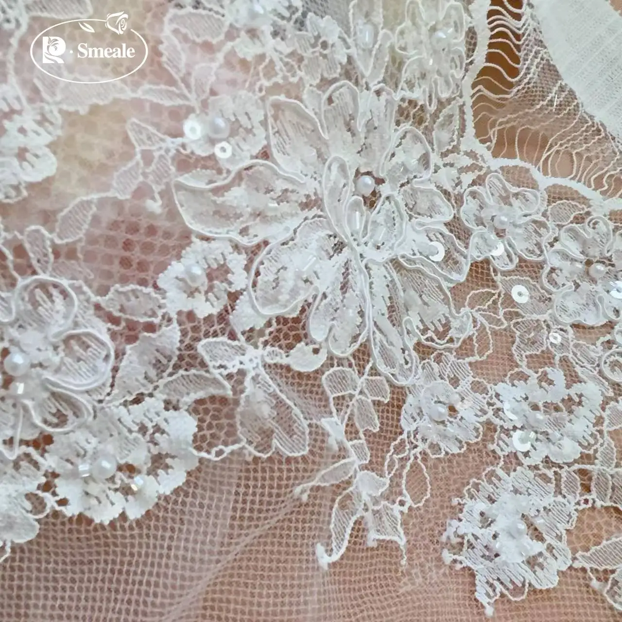 3 Meter/Stück. Seil-Stickerei, Perlen, Pailletten, Spitzenkopfschleier, Hochzeitskleid, Dekorationszubehör, handgemachte DIY-Nähzubehörteile. – Detail 3