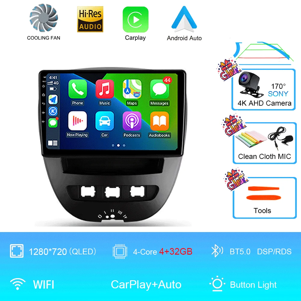 Android 16 Carplay Auto Multimedia Speler voor Peugeot 107 Citroen C1 Toyota Aygo 2005-2014 DSP Stereo 2din Autoradio Unit