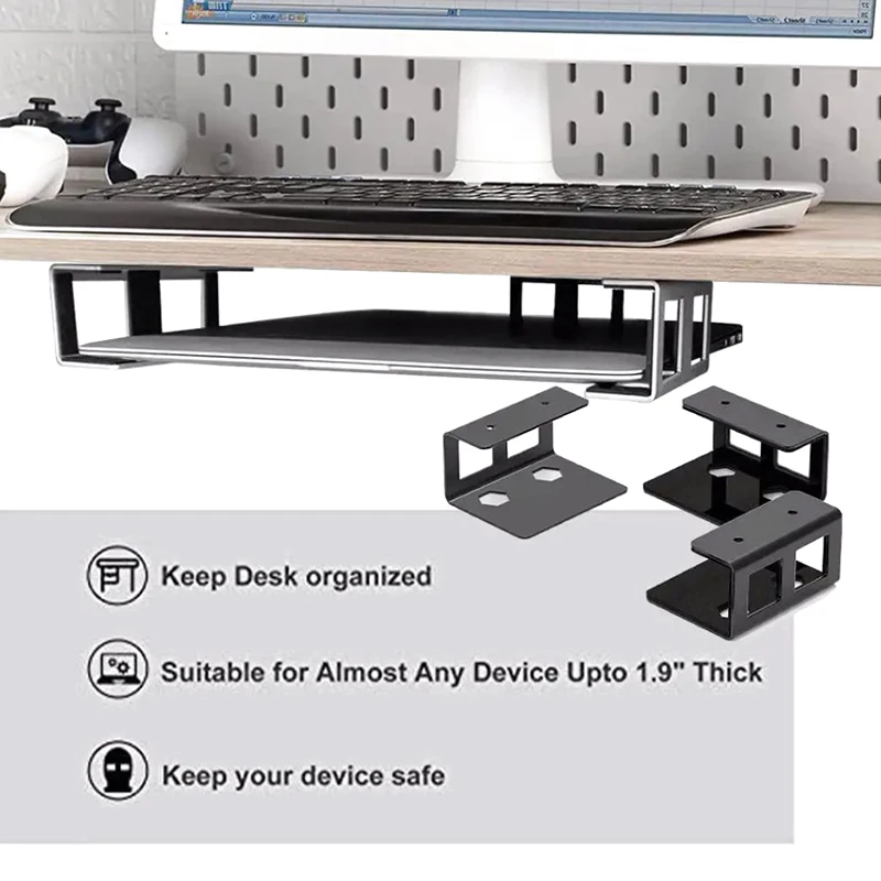 Under Desk Laptop Storage Bracket Metal Protective Tray Holder With Screw Laptop Mount