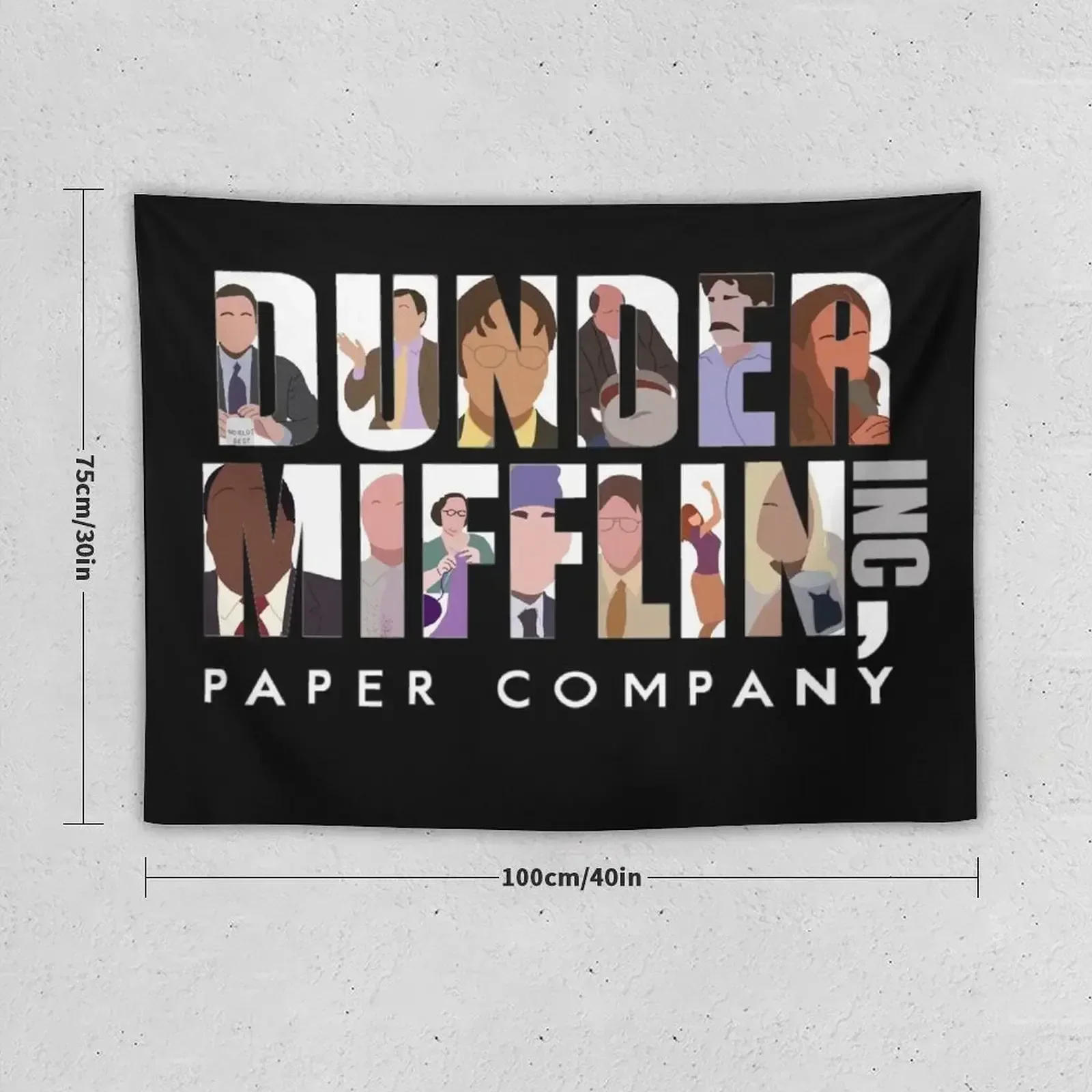 Dunder mifflin ink logo with characters Tapestry Cute Room Decor Wall Hanging Decor Wall Hanging Wall Outdoor Decor Tapestry