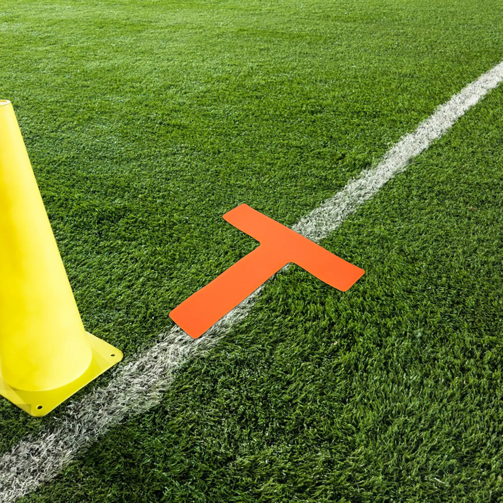 

Набор из 4 тренировочных маркеров для пола в форме буквы Т: оранжевые разметки для футбола, баскетбола, тренировок на ловкость и отработки границ поля