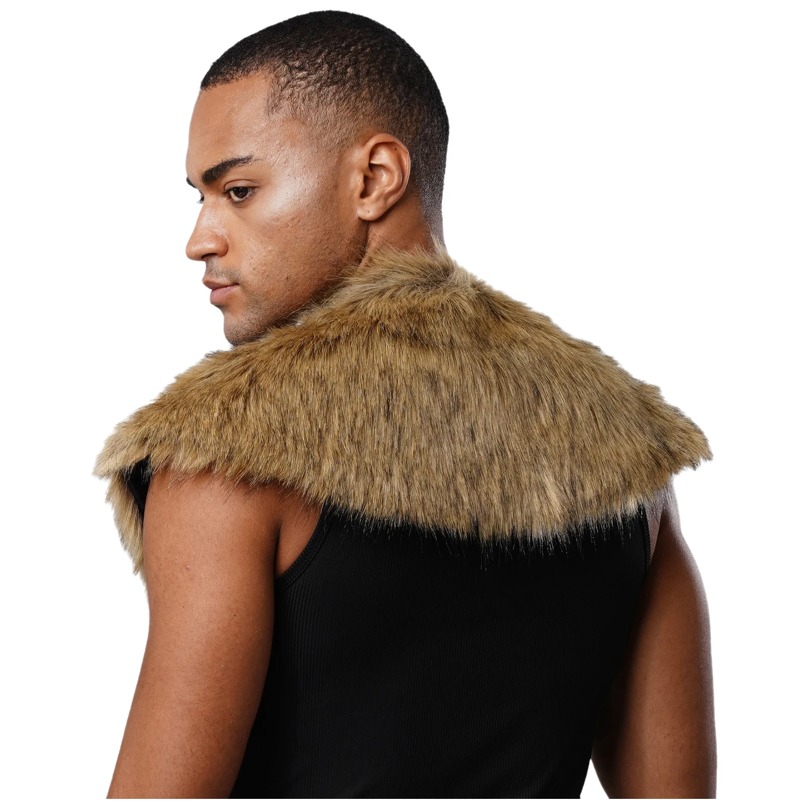 Accessorio per costume da uomo, cavaliere vichingo medievale, guerriero, scialli in pelliccia sintetica, collo a mantella, per feste di carnevale di Halloween, cosplay