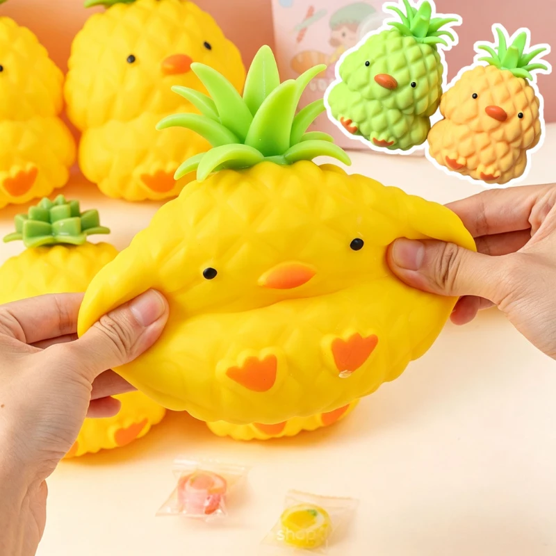 Cute Pineapple Duck Squeeze Toy Fast Rebound Ice Cool Skin Soft Touch ASMR Fidget Toy Stress Relief Squeeze Toy for Adults