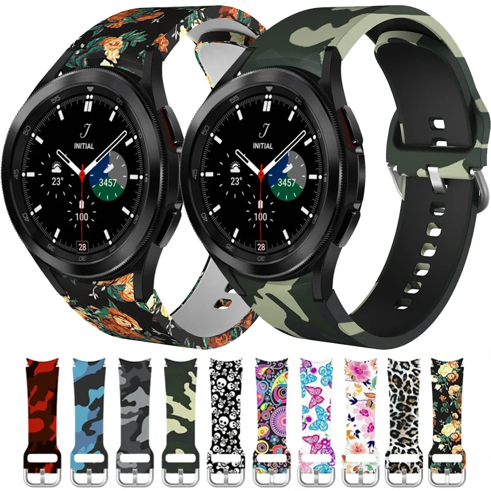 

Printed Silicone Strap for Samsung Galaxy Watch 7/6/5/4 40mm44mm Band for Watch Watch 5Pro 45mm 6/4 Classic 47/43/46/42mm Correa