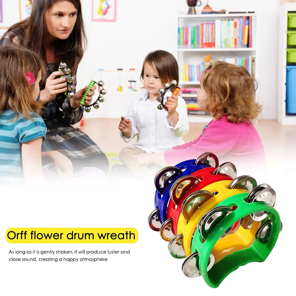 4pcs Tambourine Jingles Rattle Bell Musical Instruments for Party Kid Game