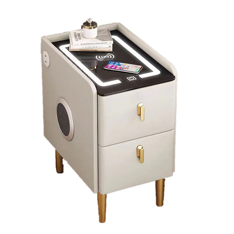 

Легкая роскошная высококачественная прикроватная тумбочка Ультраузкий шкаф для хранения Многофункциональный многослойный шкафчик с беспроводной зарядкой