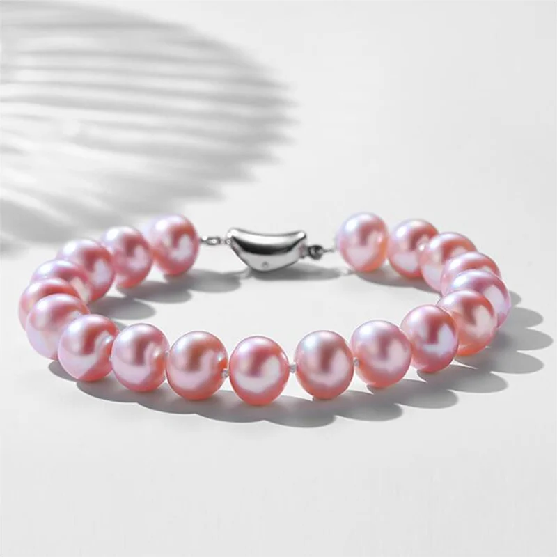 

925 Sterling Silver Natural Freshwater Pearl Chain 19cm Pearl Bracelet for Women Wedding Engagement Fashion Charm Jewelry Gift