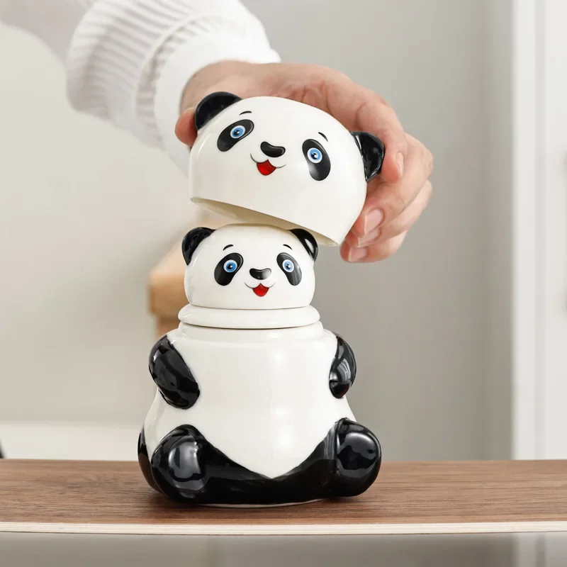 Cartoon Panda Ceramic Teaware Sets Portable Outdoor Travel Kung Fu Tea-making Tools Porcelain Pot and Cup Holiday Souvenir Gifts